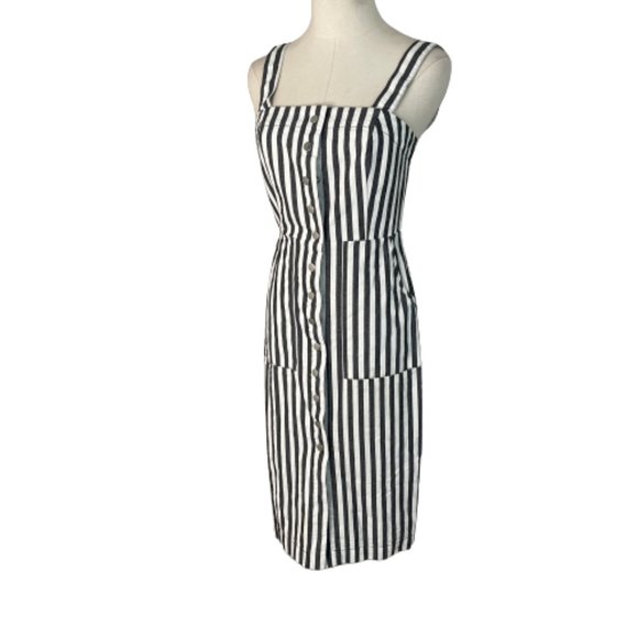 Forever 21 Dresses & Skirts - Forever 21 Midi Tank Dress S Small Gray White Stripe
